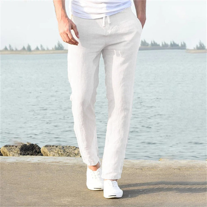 Herren Leinenhose Relaxed Fit Gerades Bein Sommerhose