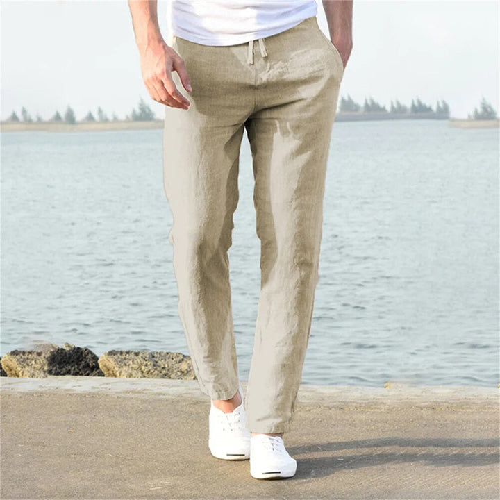 Herren Leinenhose Relaxed Fit Gerades Bein Sommerhose