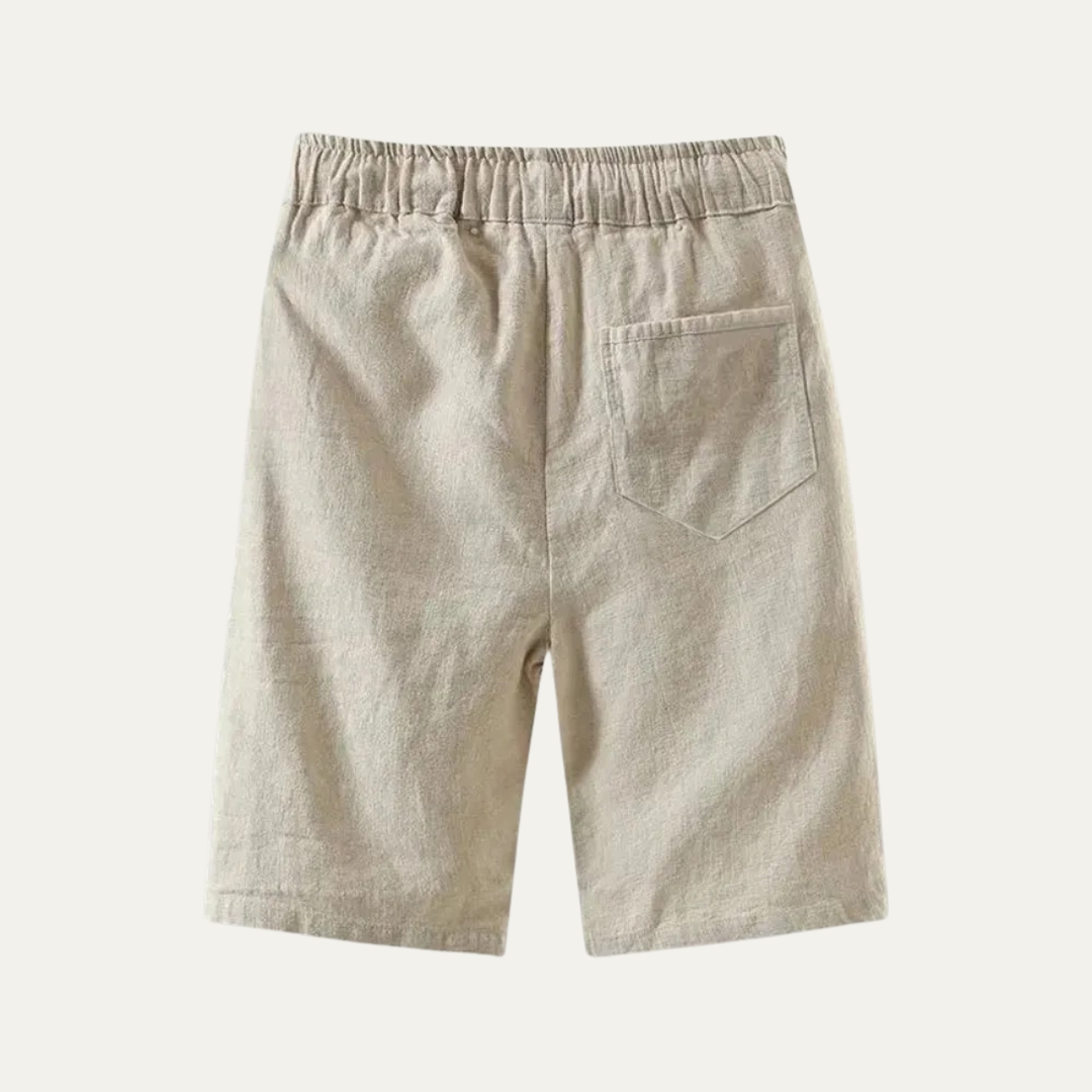 Herren Leinenshorts Knielang Kordelzug Sommer Freizeit