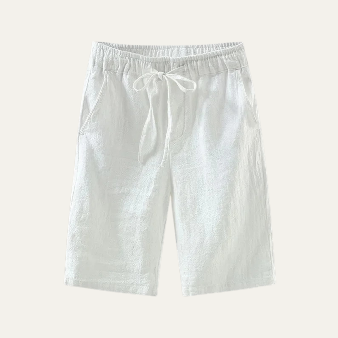 Herren Leinenshorts Knielang Kordelzug Sommer Freizeit