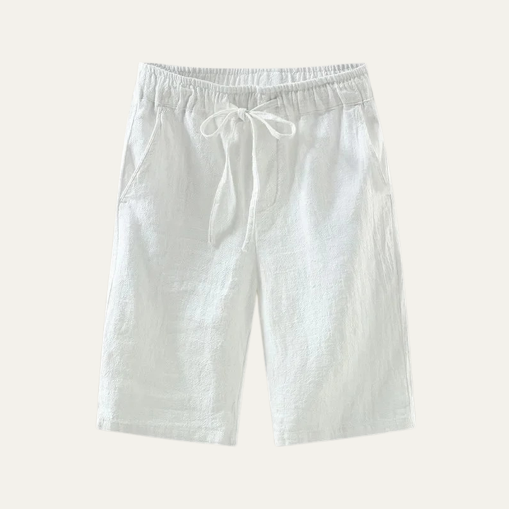 Herren Leinenshorts Knielang Kordelzug Sommer Freizeit