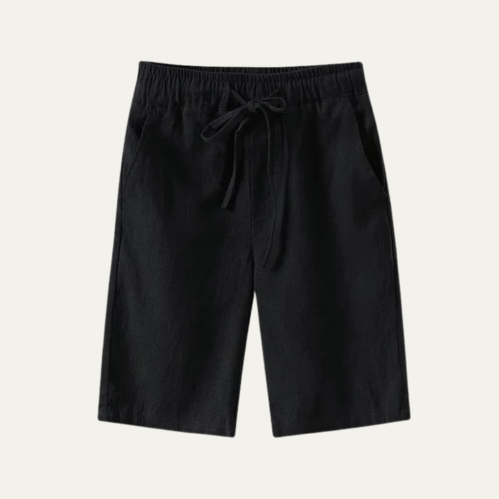 Herren Leinenshorts Knielang Kordelzug Sommer Freizeit