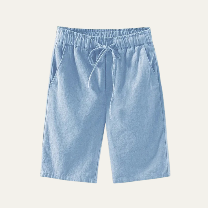 Herren Leinenshorts Knielang Kordelzug Sommer Freizeit