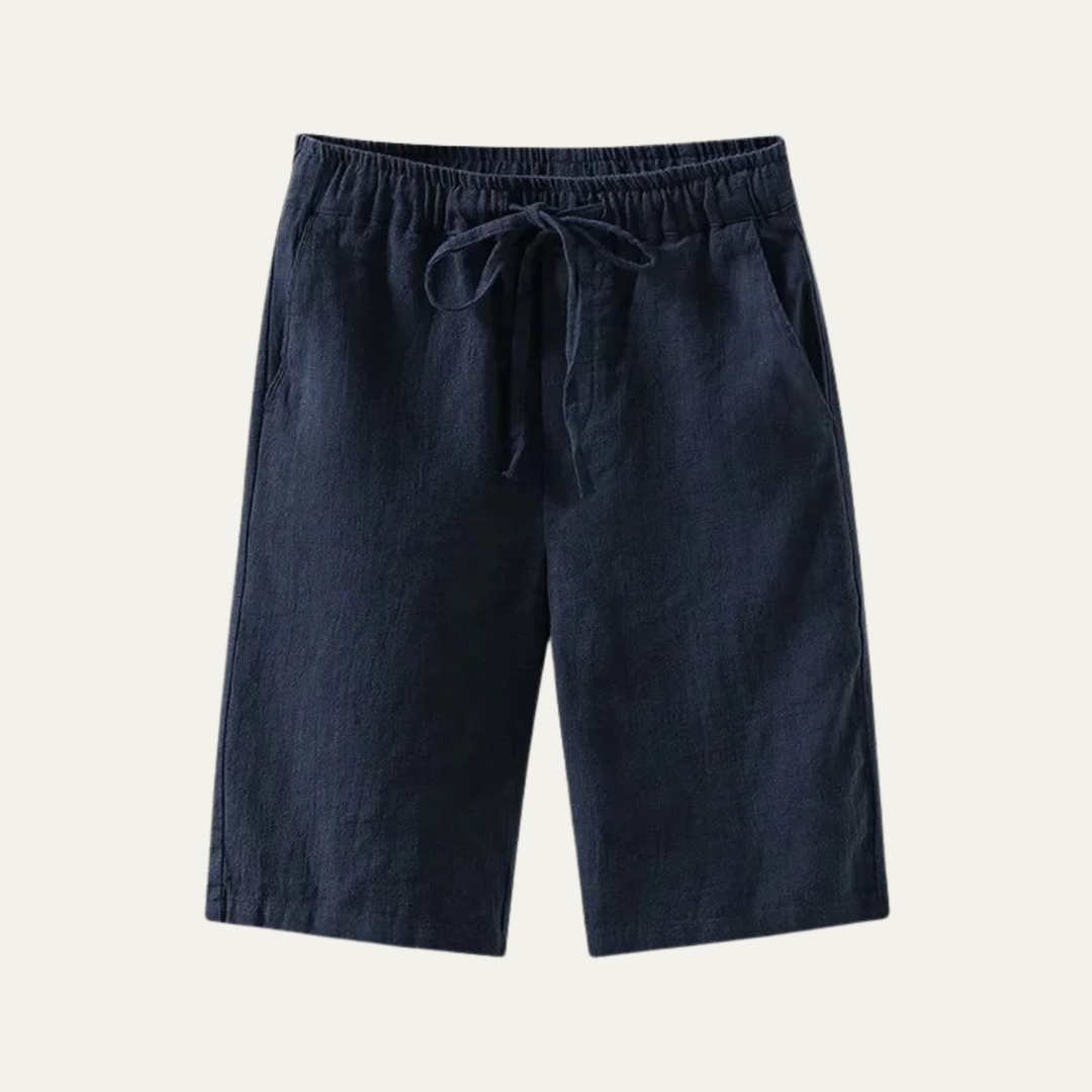 Herren Leinenshorts Knielang Kordelzug Sommer Freizeit