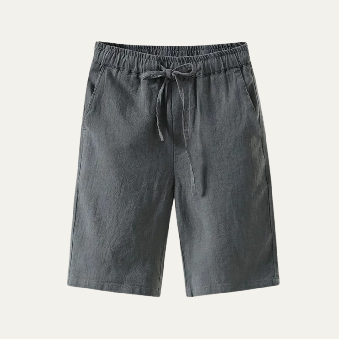 Herren Leinenshorts Knielang Kordelzug Sommer Freizeit