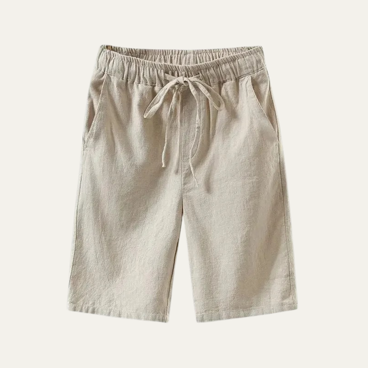 Herren Leinenshorts Knielang Kordelzug Sommer Freizeit