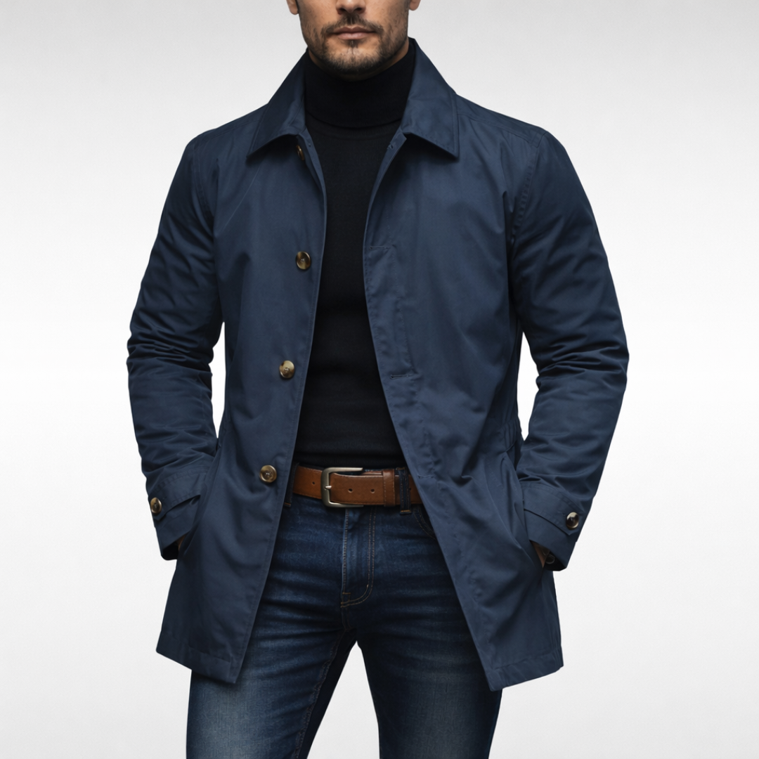 Herren Mantel mit Knopfleiste und Kragen
