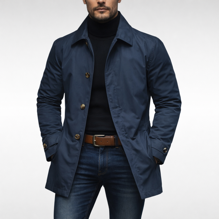 Herren Mantel mit Knopfleiste und Kragen