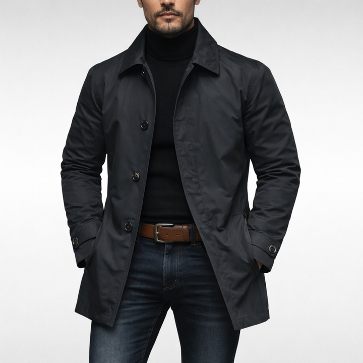 Herren Mantel mit Knopfleiste und Kragen
