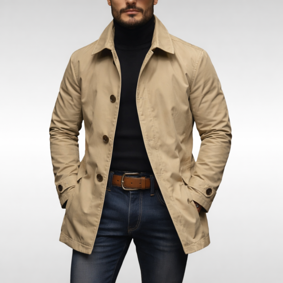 Herren Mantel mit Knopfleiste und Kragen