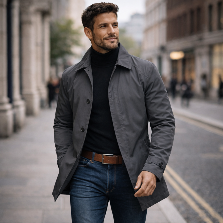 Herren Mantel mit Knopfleiste und Kragen
