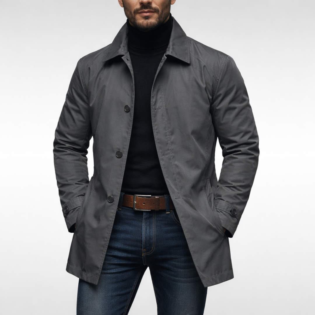 Herren Mantel mit Knopfleiste und Kragen