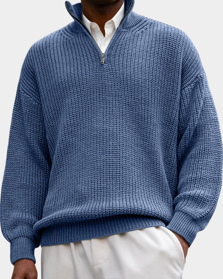 Herren Poloshirt mit langen Ärmeln für den Alltag - Blau