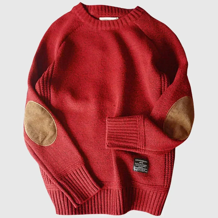 Herren Pullover mit Ellbogenflicken und Rundhals