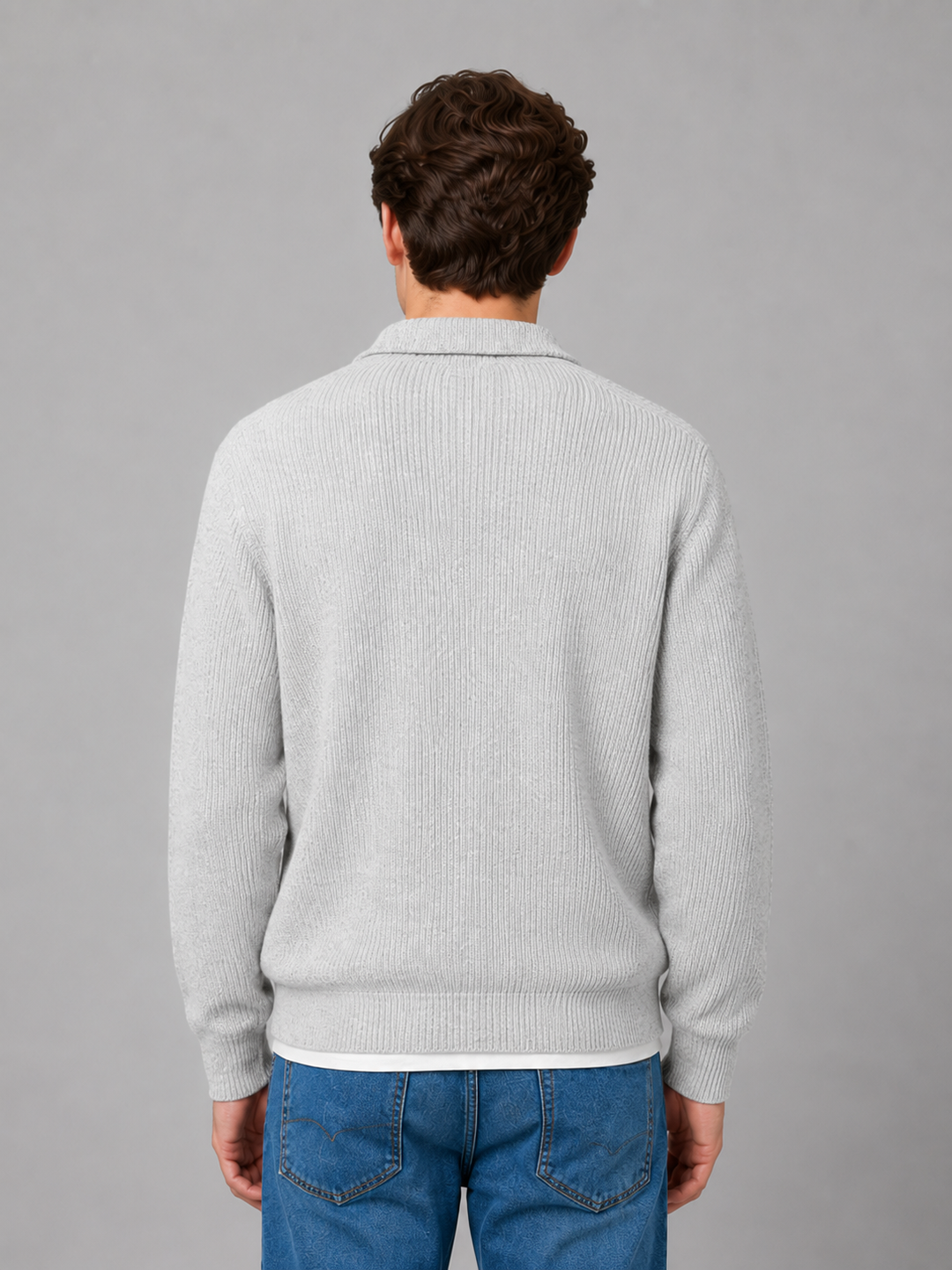 Herren Pullover mit Polokragen und Knopfleiste