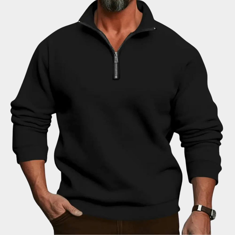 Herren Pullover mit Reissverschluss für kalte Tage - Hellgrau