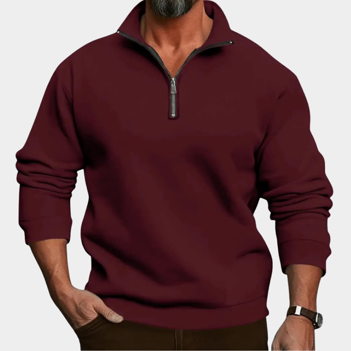Herren Pullover mit Reissverschluss für kalte Tage - Hellgrau
