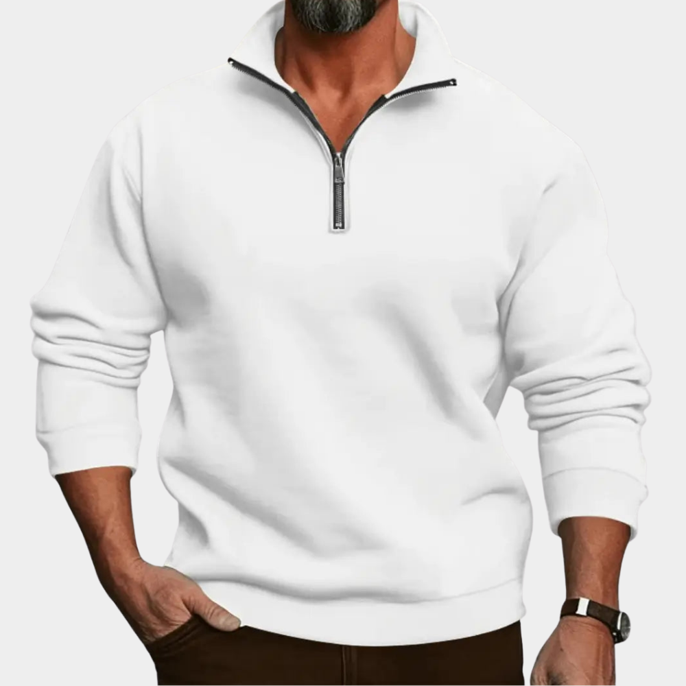 Herren Pullover mit Reissverschluss für kalte Tage - Hellgrau