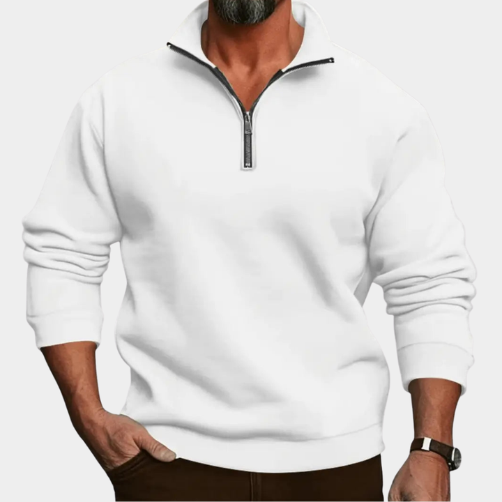 Herren Pullover mit Reissverschluss für kalte Tage - Hellgrau