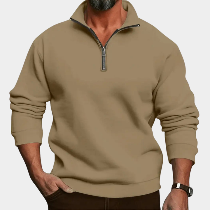 Herren Pullover mit Reissverschluss für kalte Tage - Hellgrau