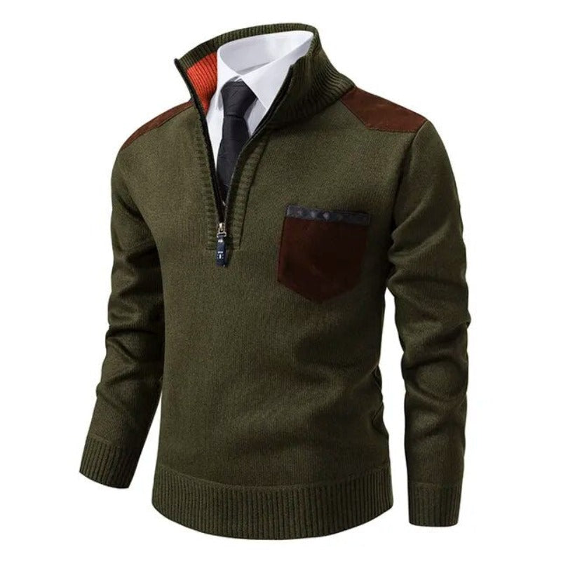 Herren Pullover mit Reissverschluss und Brusttasche
