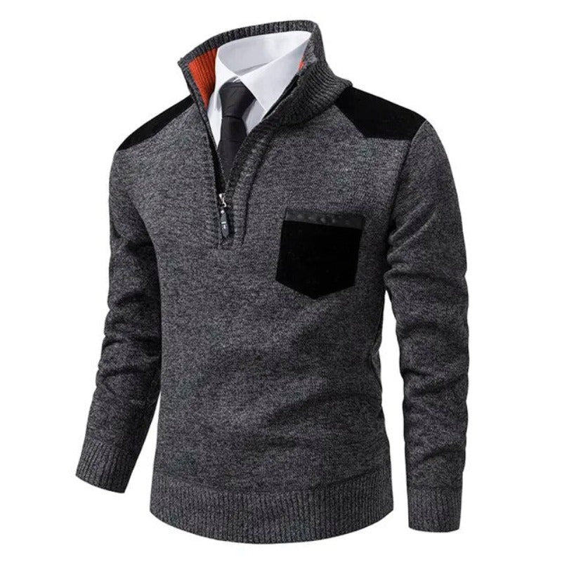 Herren Pullover mit Reissverschluss und Brusttasche