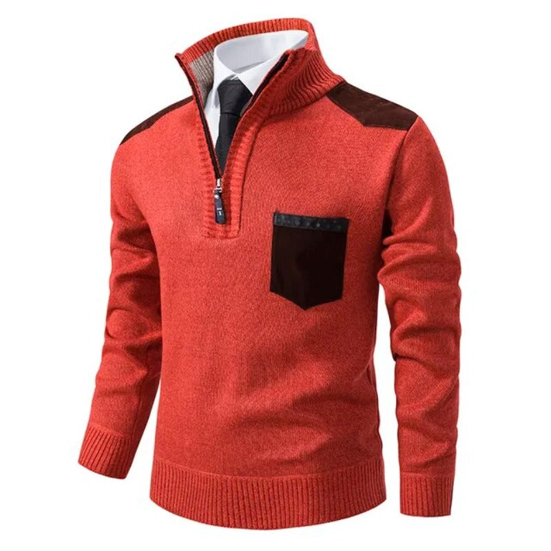 Herren Pullover mit Reissverschluss und Brusttasche