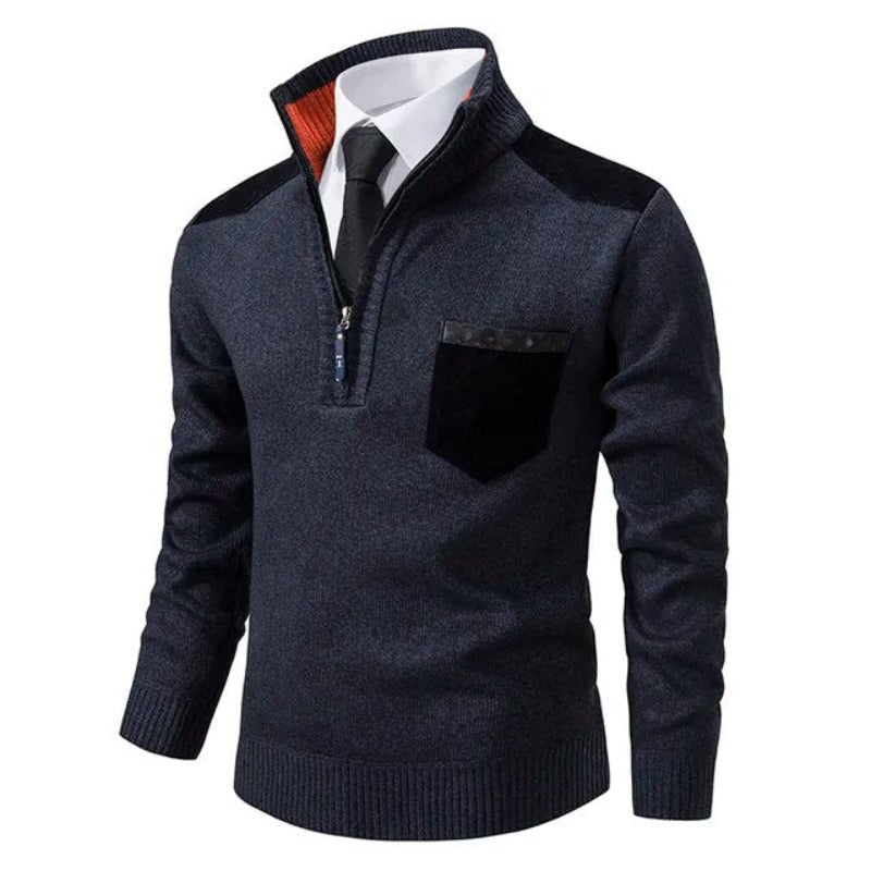 Herren Pullover mit Reissverschluss und Brusttasche