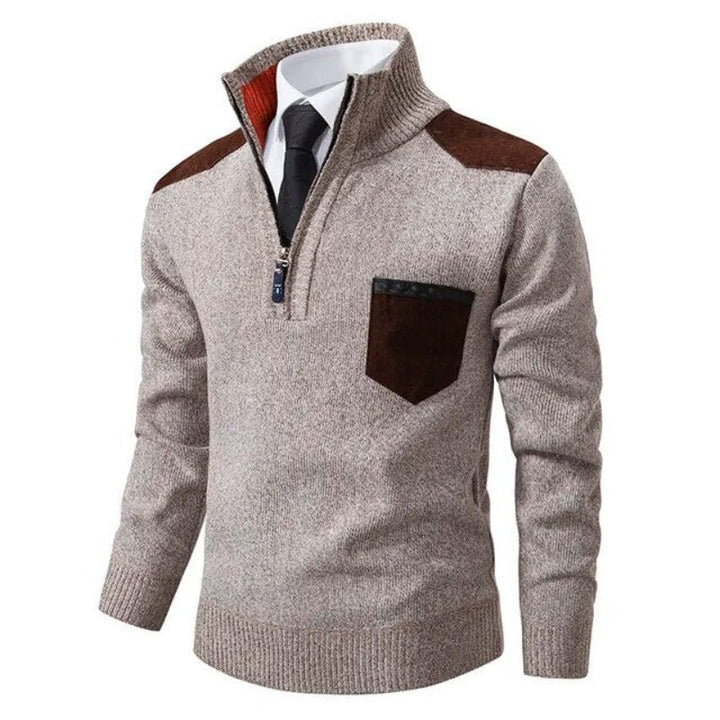 Herren Pullover mit Reissverschluss und Brusttasche