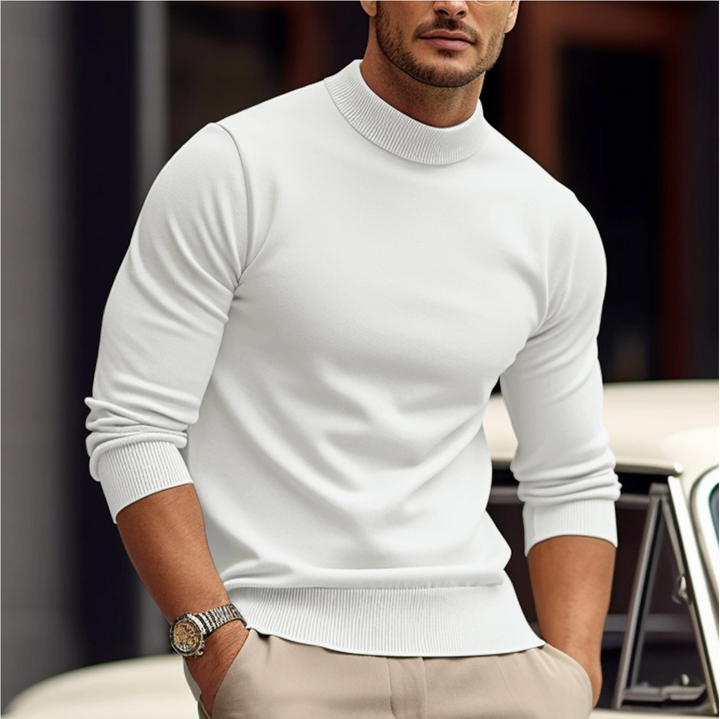 Herren Pullover mit Stehkragen und glatter Vorderseite