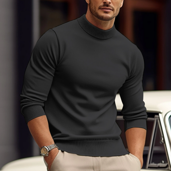 Herren Pullover mit Stehkragen und glatter Vorderseite