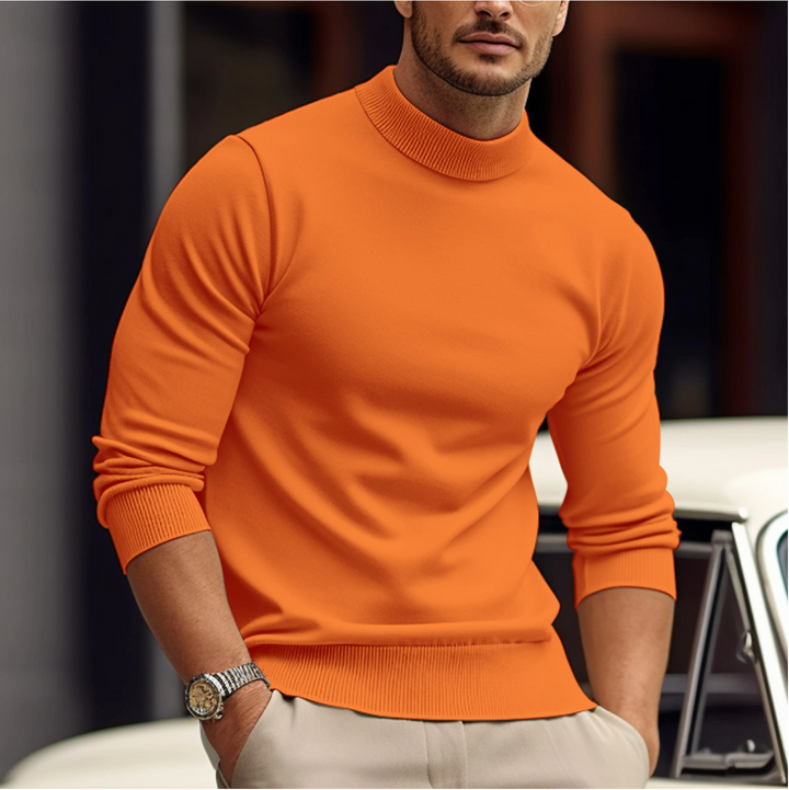 Herren Pullover mit Stehkragen und glatter Vorderseite