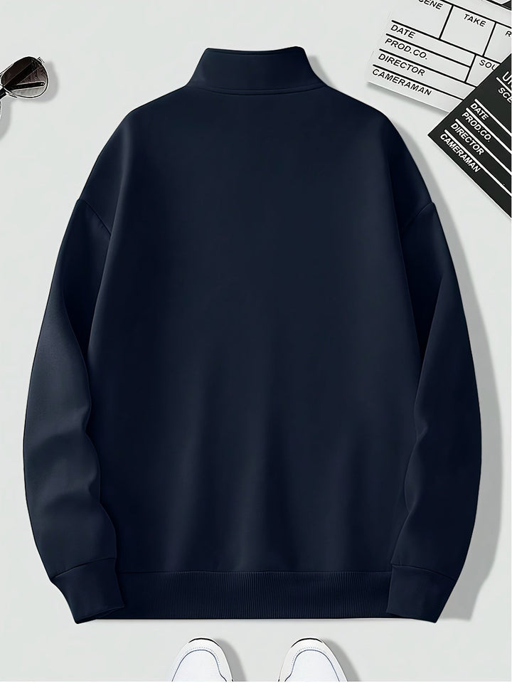 Herren Pullover mit Viertelreissverschluss in Marineblau