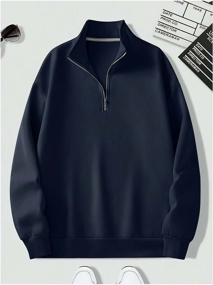 Herren Pullover mit Viertelreissverschluss in Marineblau