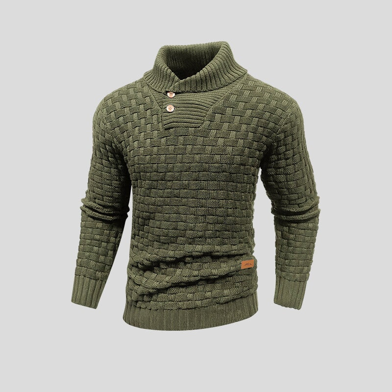 Herren Pullover mit Waffelstrick und Stehkragen