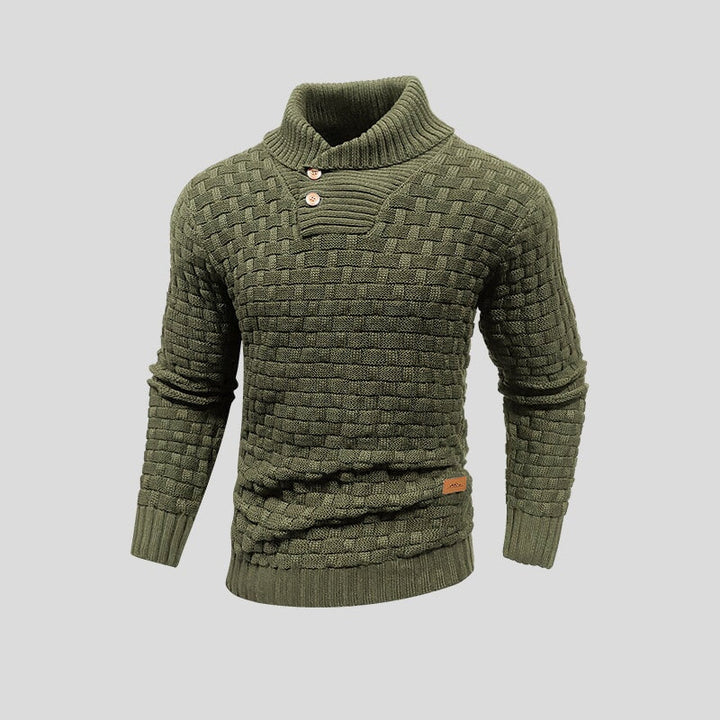 Herren Pullover mit Waffelstrick und Stehkragen
