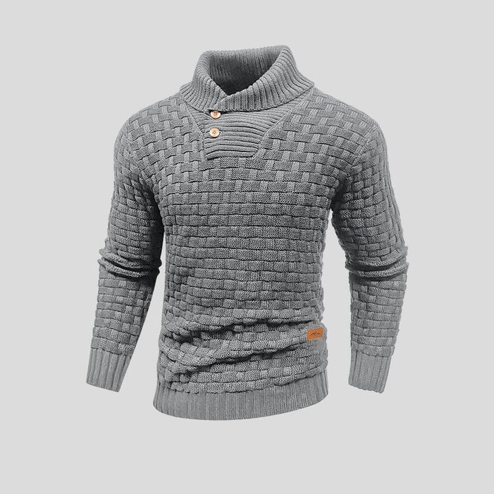 Herren Pullover mit Waffelstrick und Stehkragen