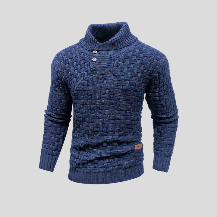 Herren Pullover mit Waffelstrick und Stehkragen