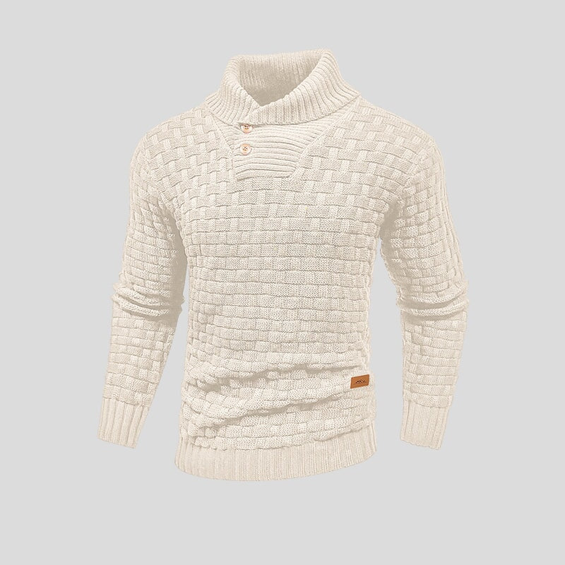 Herren Pullover mit Waffelstrick und Stehkragen