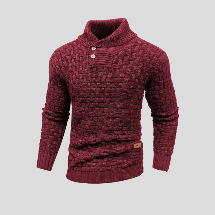 Herren Pullover mit Waffelstrick und Stehkragen