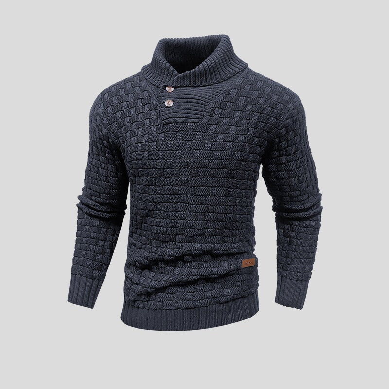 Herren Pullover mit Waffelstrick und Stehkragen