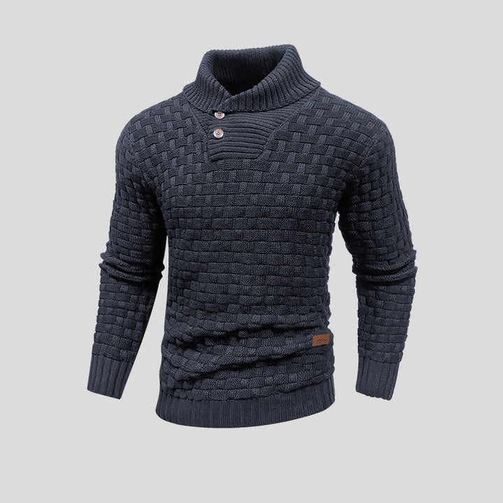 Herren Pullover mit Waffelstrick und Stehkragen