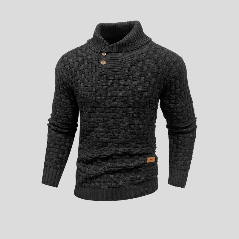 Herren Pullover mit Waffelstrick und Stehkragen