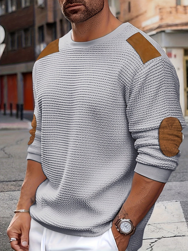 Oliver | Elbow-Patch Waffle-Knit Jumper