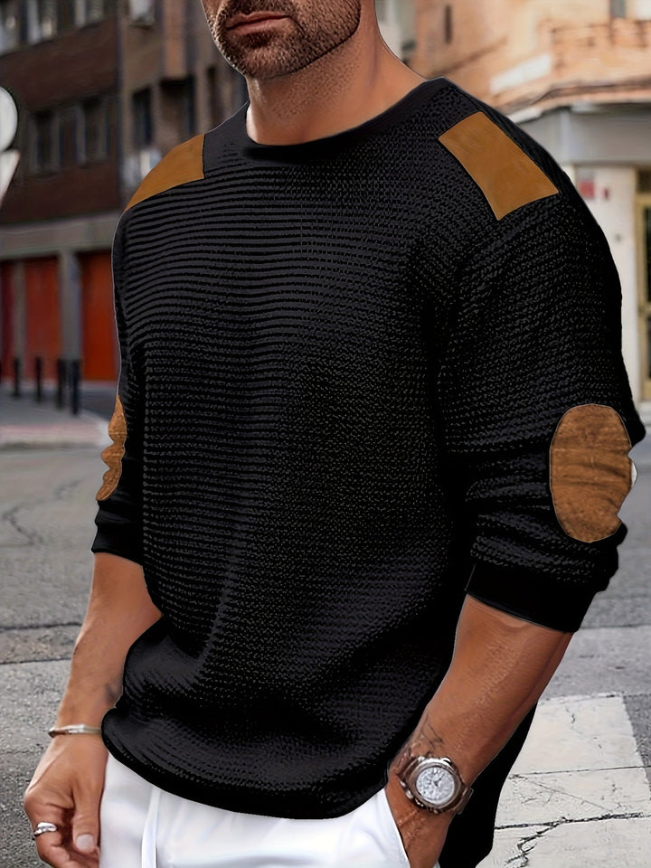 Oliver | Elbow-Patch Waffle-Knit Jumper