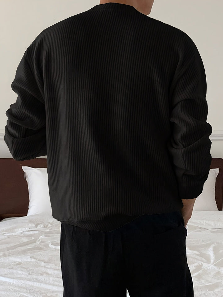 Herren Rippstrickpullover mit Rundhals
