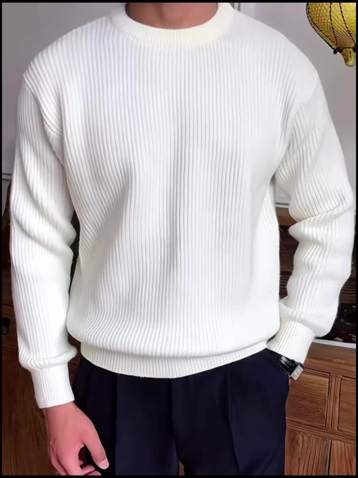 Herren Rippstrickpullover mit Rundhals