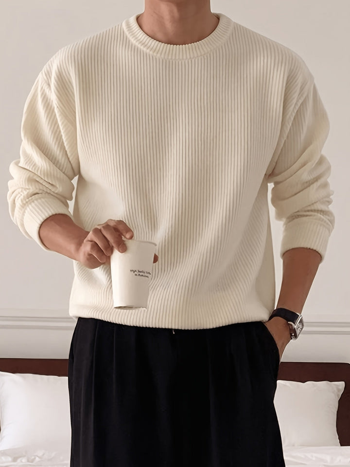 Herren Rippstrickpullover mit Rundhals