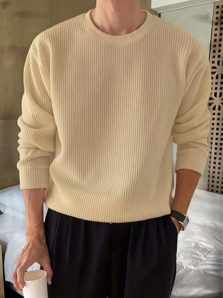 Herren Rippstrickpullover mit Rundhals