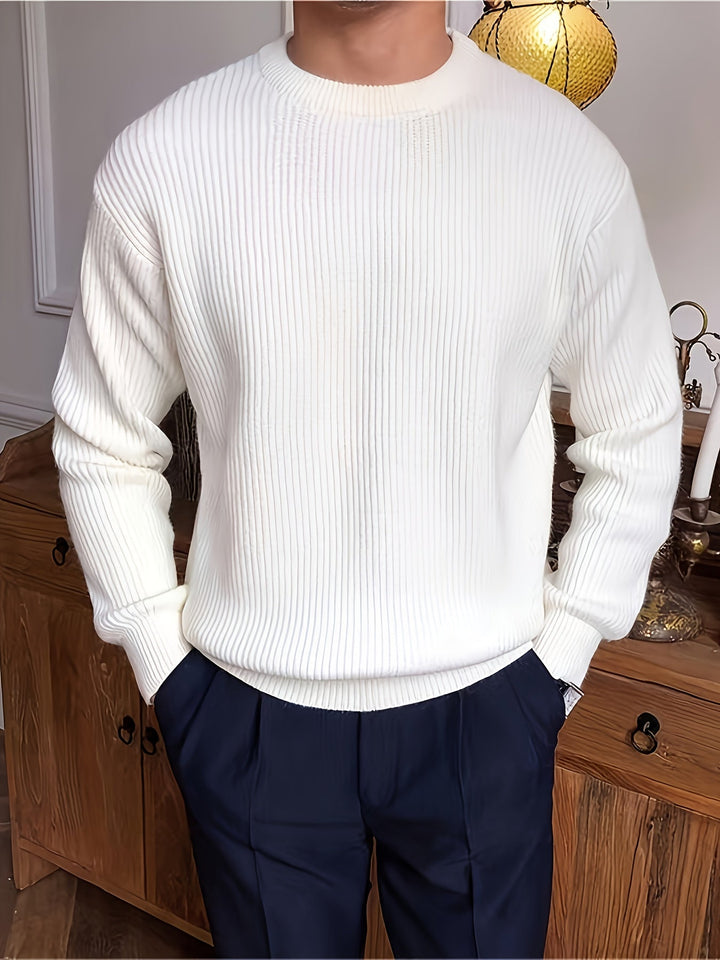 Herren Rippstrickpullover mit Rundhals